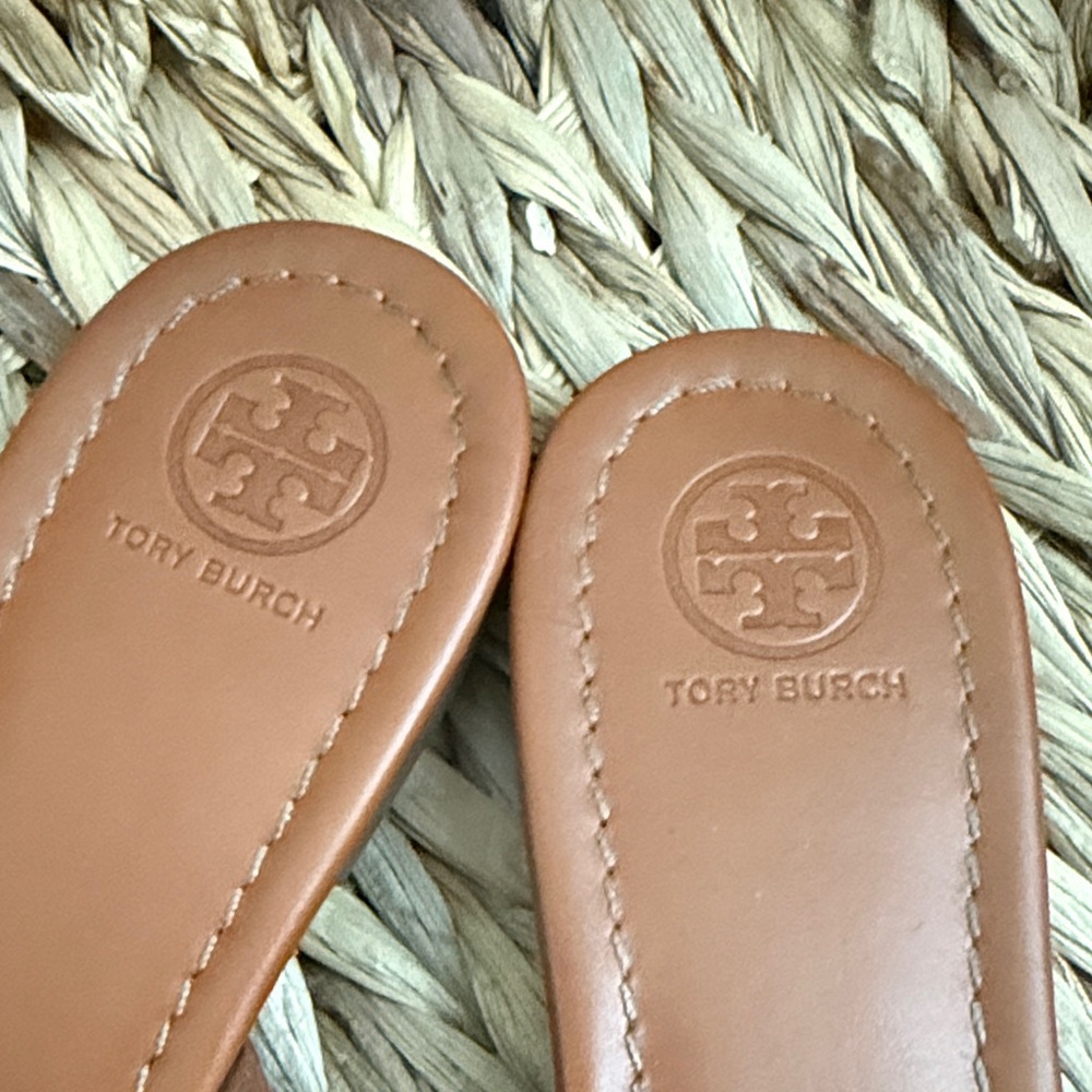 Tory Burch Tan Leather Cutout Sandals - Picture 2 of 7
